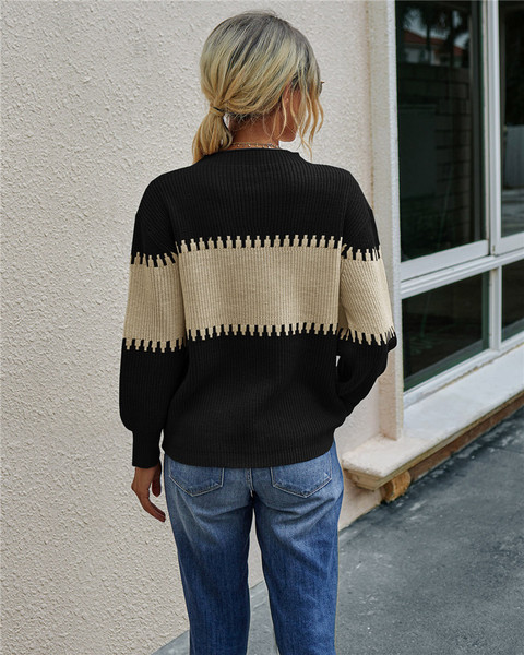 Casual γυναικείο πουλόβερ με οβάλ λαιμόκοψη και μακριά μανίκια