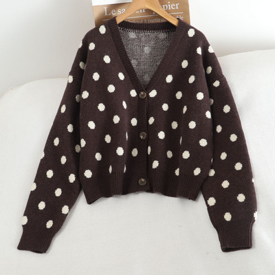 Igapäevane täppide ja nööpidega naiste kardigan