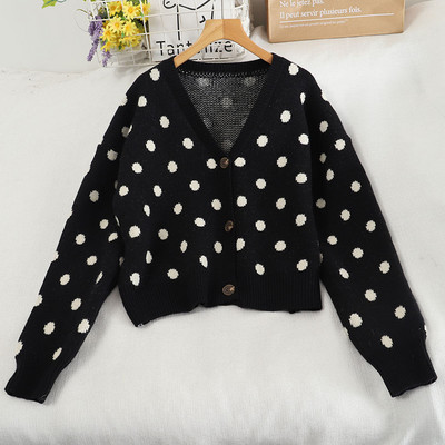 Igapäevane täppide ja nööpidega naiste kardigan