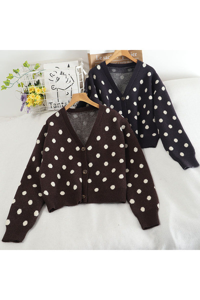 Igapäevane täppide ja nööpidega naiste kardigan