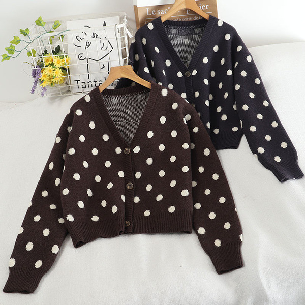 Igapäevane täppide ja nööpidega naiste kardigan