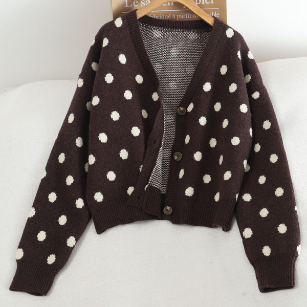 Igapäevane täppide ja nööpidega naiste kardigan