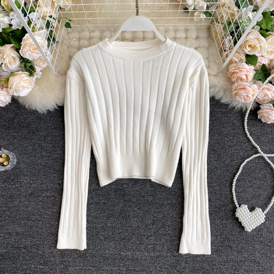 Ümmarguse kaelusega ja pikkade varrukatega vabaaja naiste kampsun