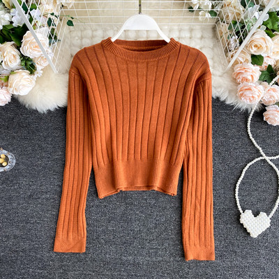 Ümmarguse kaelusega ja pikkade varrukatega vabaaja naiste kampsun