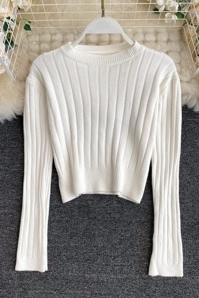 Ümmarguse kaelusega ja pikkade varrukatega vabaaja naiste kampsun