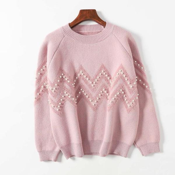 Φθινοπωρινό γυναικείο πουλόβερ με πέρλες