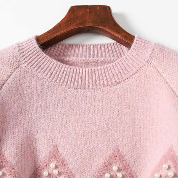 Φθινοπωρινό γυναικείο πουλόβερ με πέρλες