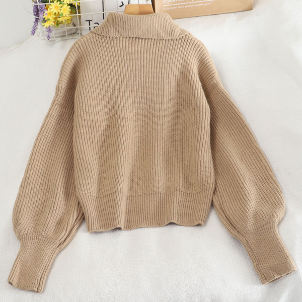 Πουλόβερ casual με ψηλό γιακά και φερμουάρ