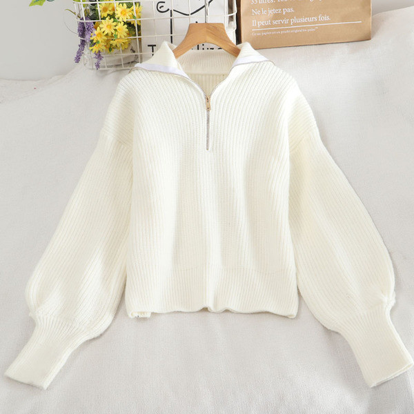 Πουλόβερ casual με ψηλό γιακά και φερμουάρ