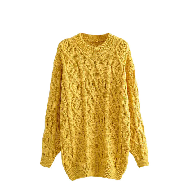 Dugi zimski pulover s ovalnim izrezom