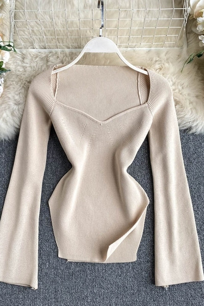 Γυναικείο πλεκτό λεπτό πουλόβερ 