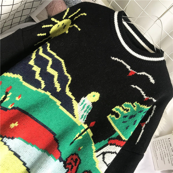 Uut mudelit ümara kaelusega ja mustriga naiste kampsun