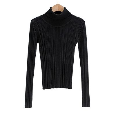 Γυναικείο πουλόβερ με ψηλό κολάρο και μακριά μανίκια σε διάφορα χρώματα