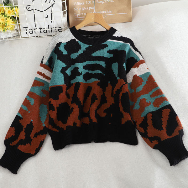 Värviline leopardimustriga naiste kampsun