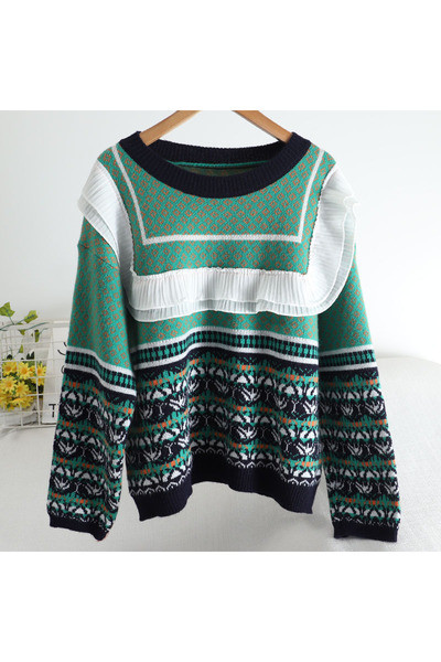 Casual γυναικείο πουλόβερ ρετρό στιλ με μακριά μανίκια