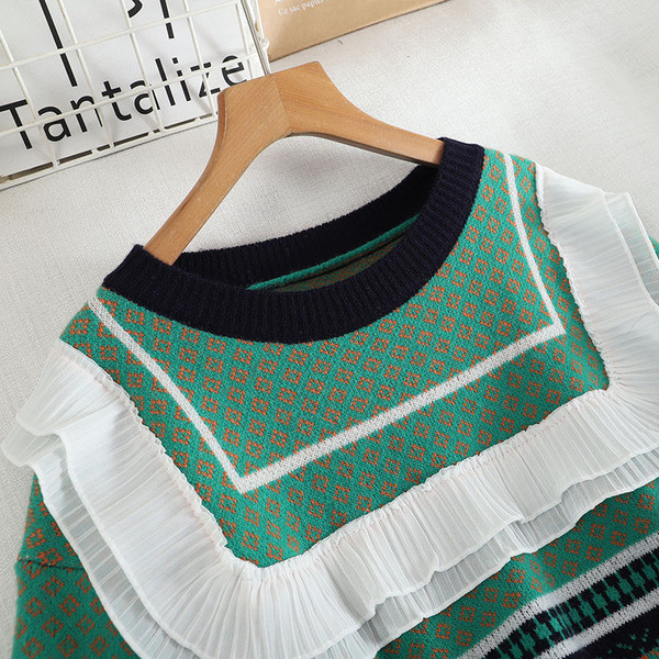 Casual γυναικείο πουλόβερ ρετρό στιλ με μακριά μανίκια