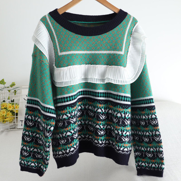 Casual γυναικείο πουλόβερ ρετρό στιλ με μακριά μανίκια