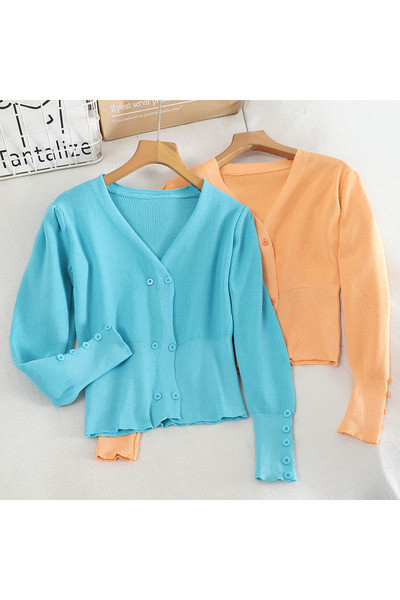 Uue mudeli nööpide ja V-kaelusega naiste kardigan