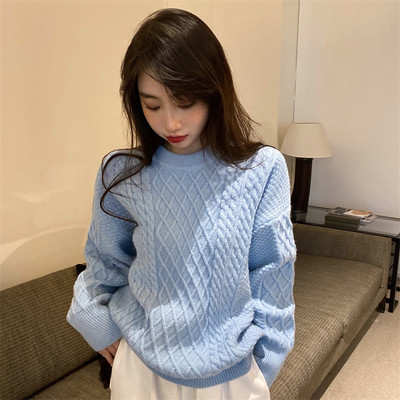 Γυναικείο casual πουλόβερ κλασικό μοντέλο με οβάλ λαιμόκοψη