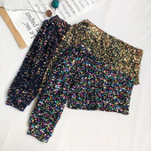 Moodne naiste ühe varruka ja litritega pluus