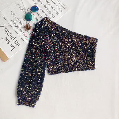 Moodne naiste ühe varruka ja litritega pluus