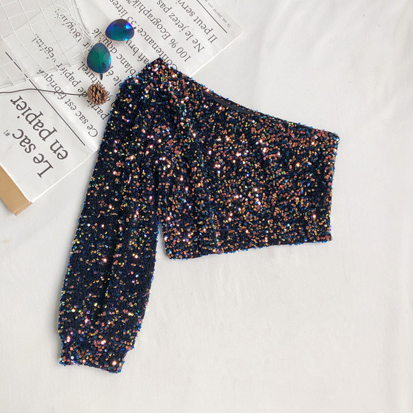 Moodne naiste ühe varruka ja litritega pluus