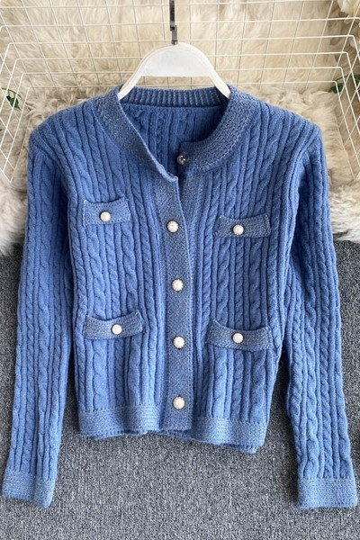 Casual γυναικεία ζακέτα με κουμπιά και πέρλες