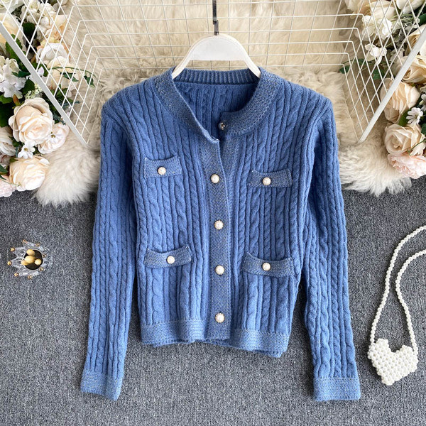 Casual γυναικεία ζακέτα με κουμπιά και πέρλες