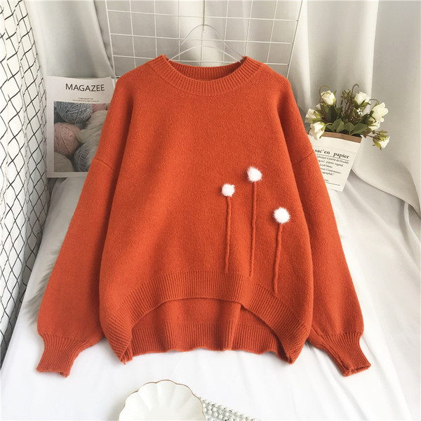 Ασύμμετρο γυναικείο πουλόβερ με οβάλ λαιμόκοψη