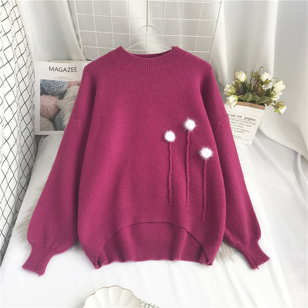 Ασύμμετρο γυναικείο πουλόβερ με οβάλ λαιμόκοψη