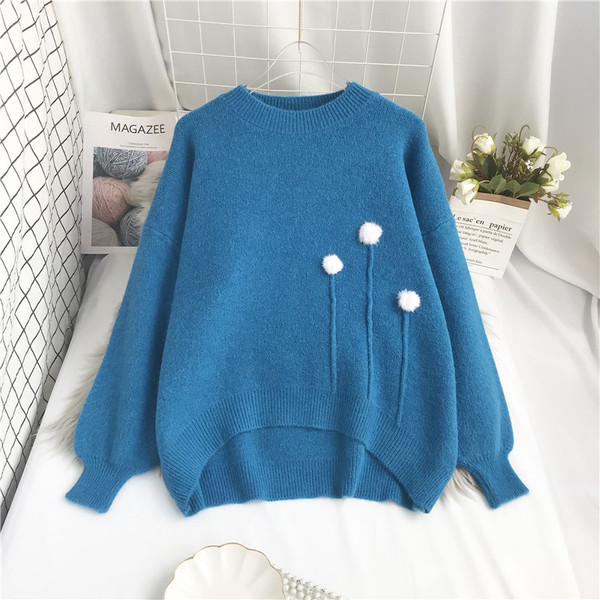 Ασύμμετρο γυναικείο πουλόβερ με οβάλ λαιμόκοψη