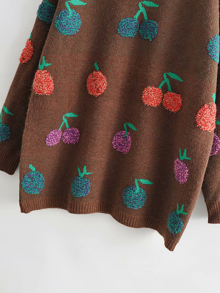 Μοντέρνο πουλόβερ με πολύχρωμο μοτίβο - φαρδύ μοντέλο