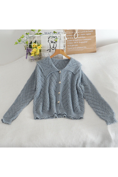 Γυναικεία πλεκτή ζακέτα  με κουμπιά και μακριά μανίκια