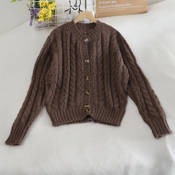 Ženski kardigan u retro stilu s gumbima i dugim rukavima