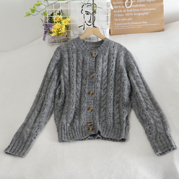 Ženski kardigan u retro stilu s gumbima i dugim rukavima