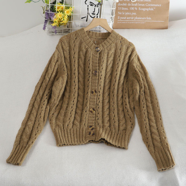 Ženski kardigan u retro stilu s gumbima i dugim rukavima