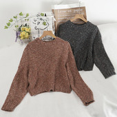 Γυναικείο casual πουλόβερ φαρδύ μοντέλο με στρογγυλή λαιμόκοψη