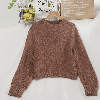 Γυναικείο casual πουλόβερ φαρδύ μοντέλο με στρογγυλή λαιμόκοψη