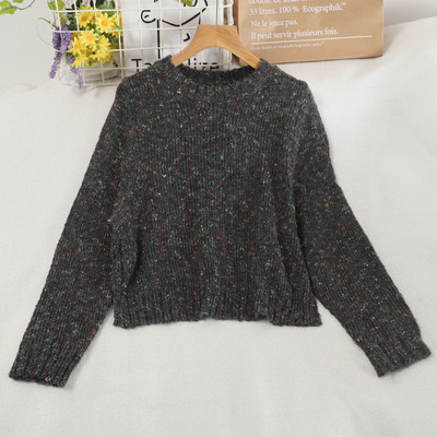 Γυναικείο casual πουλόβερ φαρδύ μοντέλο με στρογγυλή λαιμόκοψη