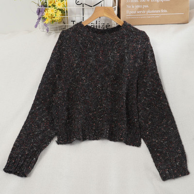 Γυναικείο casual πουλόβερ φαρδύ μοντέλο με στρογγυλή λαιμόκοψη