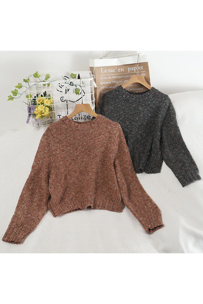 Γυναικείο casual πουλόβερ φαρδύ μοντέλο με στρογγυλή λαιμόκοψη