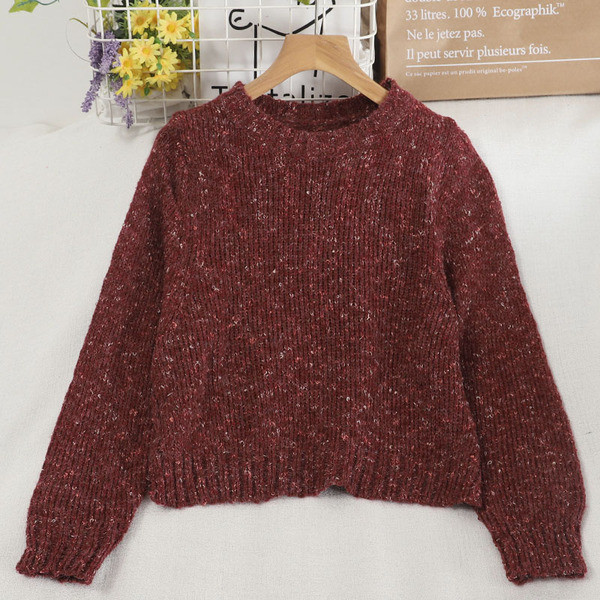 Γυναικείο casual πουλόβερ φαρδύ μοντέλο με στρογγυλή λαιμόκοψη