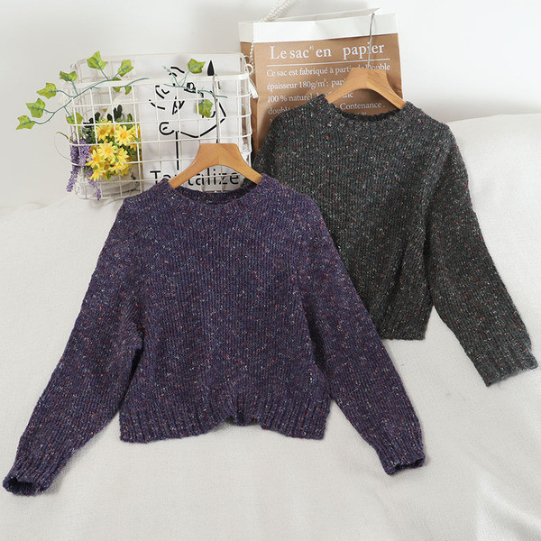 Γυναικείο casual πουλόβερ φαρδύ μοντέλο με στρογγυλή λαιμόκοψη