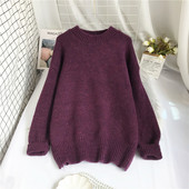 Ümara kaelusega vabaaja naiste kampsun - lai mudel