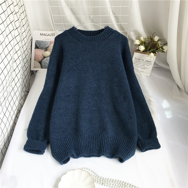 Ümara kaelusega vabaaja naiste kampsun - lai mudel