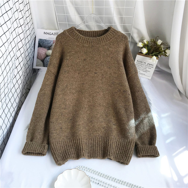 Ümara kaelusega vabaaja naiste kampsun - lai mudel