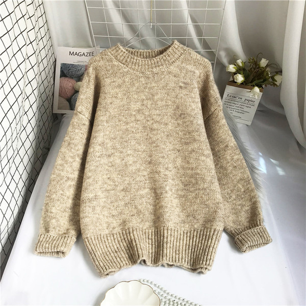 Ümara kaelusega vabaaja naiste kampsun - lai mudel