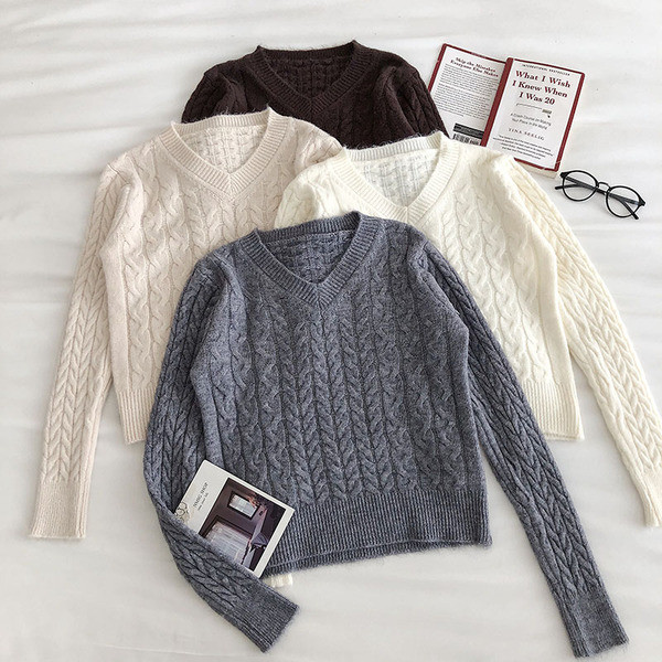 Γυναικείο casual πουλόβερ με λαιμόκοψη