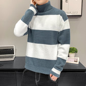 Moodne meeste kampsun polo krae ja pikkade varrukatega