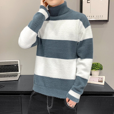 Moodne meeste kampsun polo krae ja pikkade varrukatega